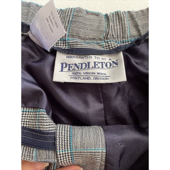 Pendleton 100% Virgin Wool Checkered Trousers High Waist Lined Vintage Sz 10 - Picture 5 of 10
